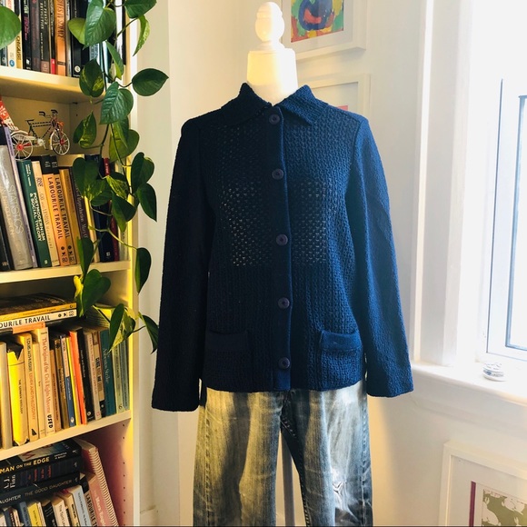 Vintage navy boxy fit knit sweater - Picture 1 of 8